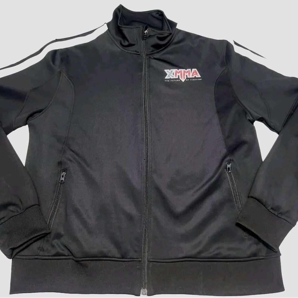 Headrush XMMA Jacket Mens Large Black Martial Art Fighting Full Zip Long Sleeve